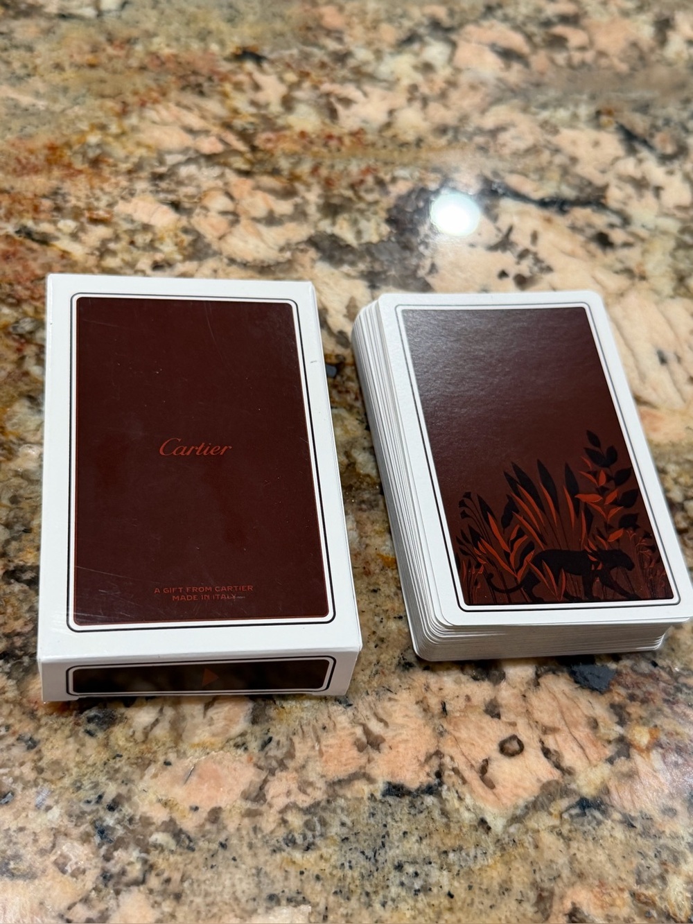 Cartier Playing Cards - Maroon and White Deck